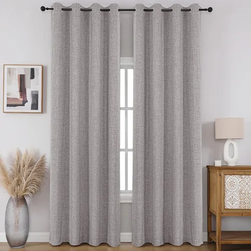 Miniatura 19 de CUCRAF - Juego de 2 paneles de cortinas de ventana con oscurecimiento total del 100%, de 54 pulgadas de largo, con aspecto de lino falso, cortinas