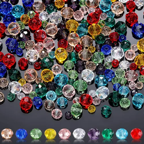 Miniatura 7 de 1000 piezas de cuentas de vidrio en masa, cuentas de cristal surtidas para hacer joyería, cuentas facetadas de Briolette coloridas para manualidades