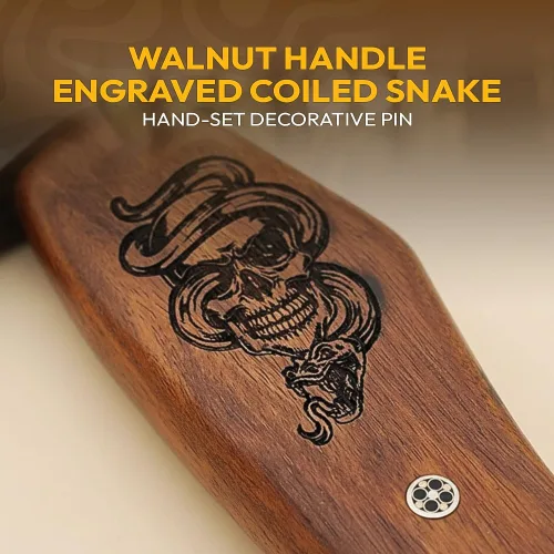 Miniatura 3 de Dessi Hacha Viking Hacha de acero al carbono grabado hoja hacha Tomahawk mango de madera de nogal dragón grabado envuelto agarre funda de cuero
