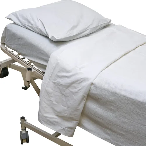 Careoutfit Ropa de cama de hospital todo en uno en una bolsa, sábana superior, sábana inferior, funda de almohada y manta, color blanco premium