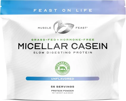 Muscle Feast Proteína de caseína micelar alimentada con pasto, sin hormonas, proteína de caseína de digestión lenta - Apoya la recuperación muscular