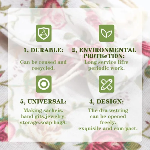 Miniatura 3 de Pangda 30 Piezas Bolsas con Cordón de Rosas Tamaño Pequeño Bolsa de Arpillera con Flores Bolsillo de Lino para Regalos Bolsa para Joyas para Bodas