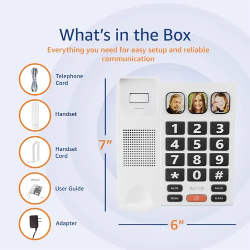 Miniatura 4 de SMPL Teléfono de botón grande para personas mayores, teléfono fijo con cable simple para ancianos, discapacitados, Alzheimer, demencia, problemas