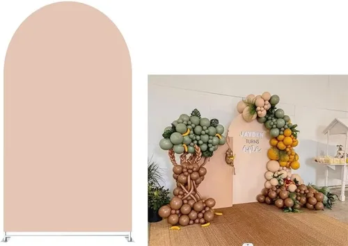 Telón de fondo de arco beige champán, fundas de pared arqueadas de fondo elástico para fotografía de animales, decoración de fiesta de animales,