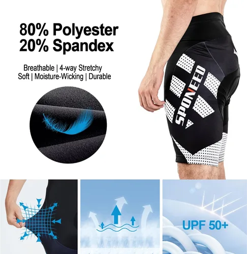 Miniatura 6 de sponeed Pantalones cortos de ciclismo para hombre, pantalones acolchados para ciclismo, ropa de ciclismo