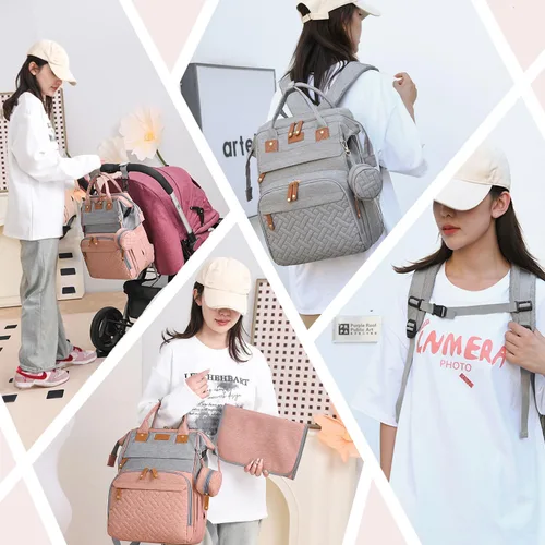 Miniatura 8 de SHITIESHOU Bolsa de pañales para mamá y papá, con cambiador, 19 bolsillos, grande, impermeable, bolsa de pañales para bebé, niña, niño, con bolsillo
