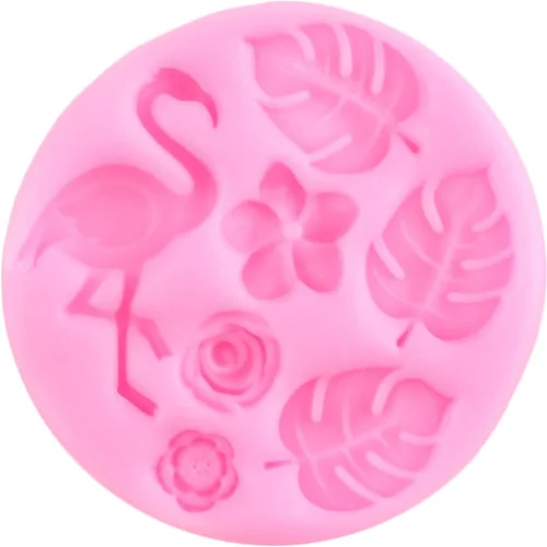 Miniatura 4 de Molde de silicona de flamenco de hojas tropicales, hibisco, plumeria, flores, hojas de Monstera, moldes para fondant, árbol de coco hawaiano, moldes