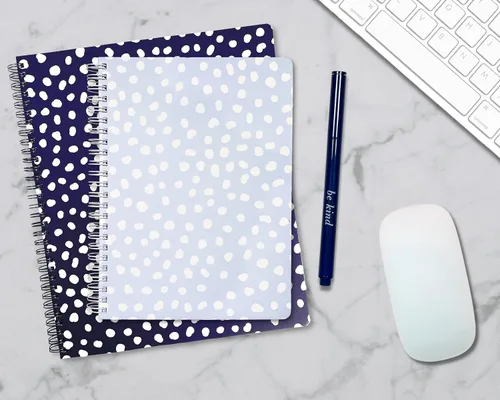 Miniatura 5 de Steel Mill & Co - Cuaderno pequeño en espiral, diario de 8.25 x 6.25 pulgadas con tapa dura duradera y 160 páginas forradas, puntos azules claros