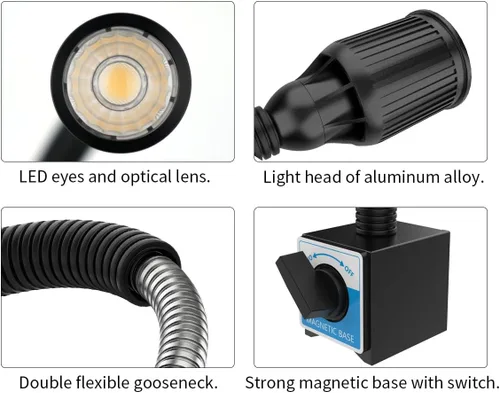 Miniatura 4 de Luz de trabajo magnética, 1320 lúmenes, luz LED para máquina de torno con cuello de cisne flexible y base magnética, lámpara de herramienta