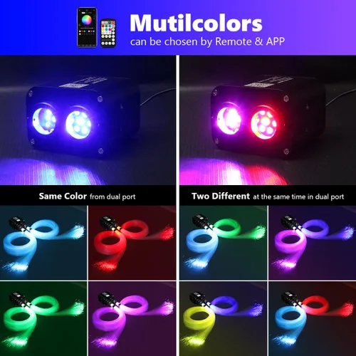Miniatura 2 de Kit de techo de estrella parpadeante de doble color AMKI 20W, 1300 piezas, 0.03 pulgadas, 13.1 pies de fibra óptica, luz de techo de estrella