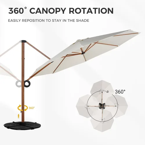 Miniatura 3 de Grand patio Sombrilla de patio de 12 pies, sombrilla redonda voladiza para exteriores con rotación de 360°, paraguas de aluminio para patio, jardín