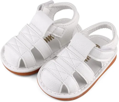 Miniatura 5 de CINDEAR Sandalias chirriantes de verano para niños y niñas, puntera cerrada, antideslizantes, suela de goma premium, zapatos para primeros pasos