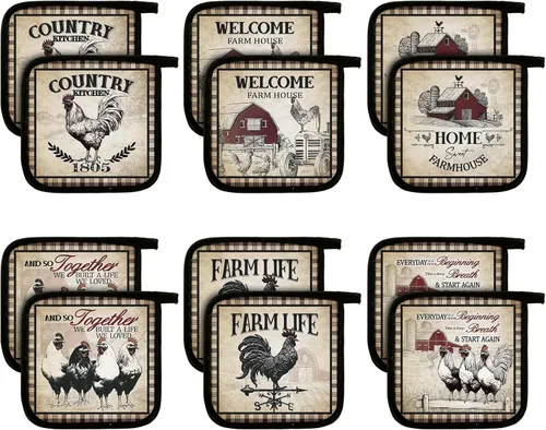 Miniatura 11 de Bencailor 12 soportes para ollas con bolsillo para cocina, guantes calientes para horno, bolsa de galletas, guantes de horno para cocina, regalo