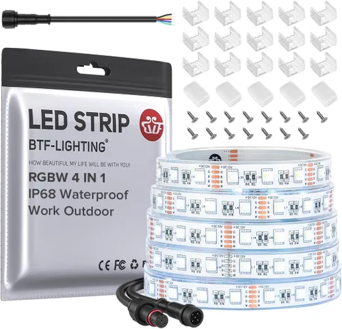 Miniatura 19 de BTF-LIGHTING Tira de luz LED IP68 impermeable para exterior RGBW 5050SMD RGB+Blanco cálido (3000K-3500K) 4 colores en 1 CC12V 16.4 pies 5m 60LED/m