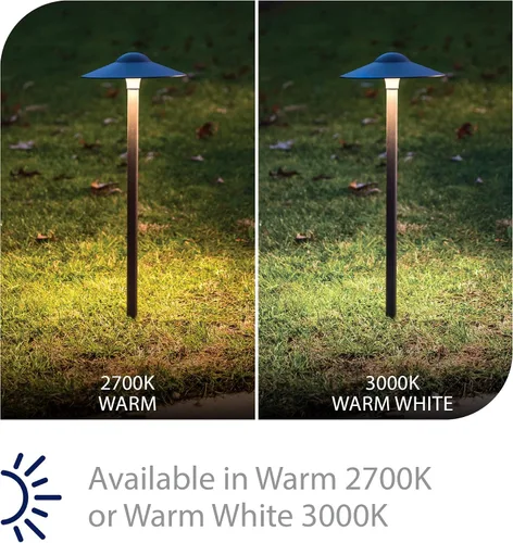 Miniatura 3 de WAC Iluminación de paisaje, toldo LED de 12 V para camino y área con tapa redonda de 6.5 pulgadas, 2700 K, LED cálido incorporado en bronce