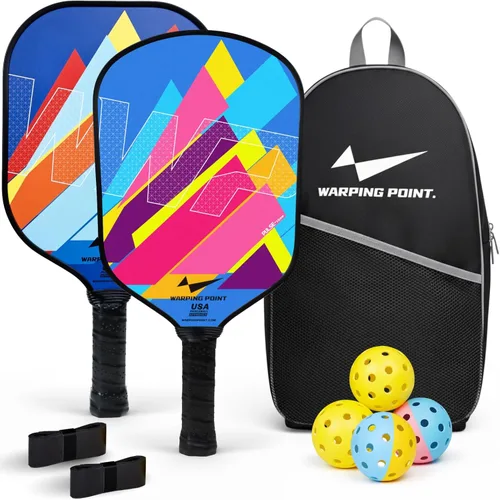 Miniatura 10 de Juego de 2 palas de pickleball de fibra de vidrio, duraderas y ligeras, aprobadas por USAPA, paquete de 2 raquetas de pickleball para mujeres