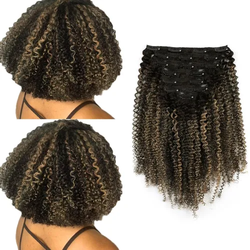 Miniatura 16 de ABH AMAZINGBEAUTY HAIR Extensiones de cabello humano real con clip, 4A 4B, rizado con clip, 4.23 oz, 7 piezas, 17 clips, 4.23 oz, color negro #1B