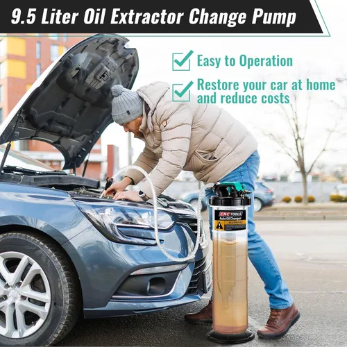 Miniatura 4 de Estune Extractor de líquido neumático manual de 2 galones/7.5 L, bomba extractora de aceite automotriz, cambiador de vacío de aceite con 5 mangueras