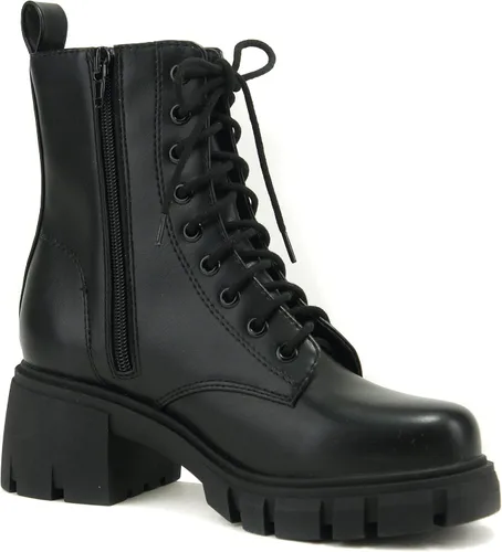 Miniatura 2 de Soda TUNDRA Botas de combate de moda con cordones y cremallera lateral para mujer