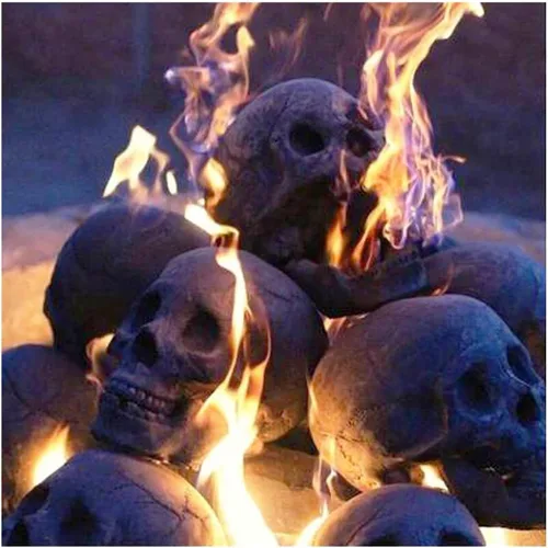 Miniatura 6 de 2022 Nueva Calavera Humana Aterradora para Hoguera, Calavera Humana Imitada Resistente al Fuego de Cerámica, Calaveras para Hogueras Reutilizables