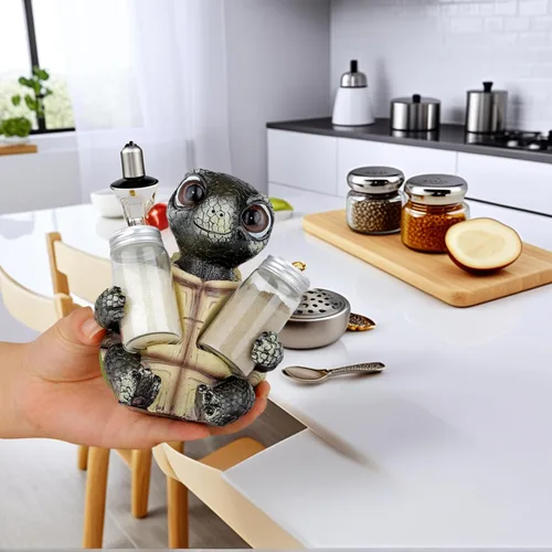 Miniatura 9 de Soporte para salero y pimienta de tortuga marina con tarros de vidrio