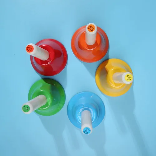 Miniatura 6 de Campanas de mano de 8 notas, coloridas campanas de mano, instrumento musical para niños y adultos, escuela, iglesia, boda