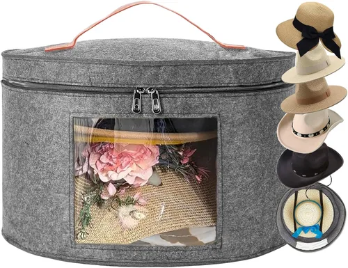 Miniatura 13 de Caja de Almacenamiento de Sombreros, Cajas de Sombreros para Almacenamiento de Mujeres, Soporte de Sombreros Vaqueros para Viajes, Estuche Portador