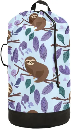 Miniatura 38 de Mochila de lavandería con hojas de estilo bohemio beige con correas ajustables para el hombro, bolsa de lavandería sucia para viajes, campamento