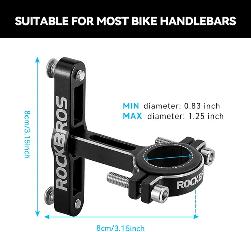 Miniatura 4 de ROCKBROS Adaptador de jaula de botella de bicicleta, manillar de bicicleta, soporte de botella de agua, soporte de botella de aluminio ajustable