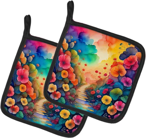 Miniatura 8 de Caroline's Treasures Juego de soportes para ollas de cocina coloridos de Asters, resistentes al calor, almohadillas calientes para cocinar, hornear