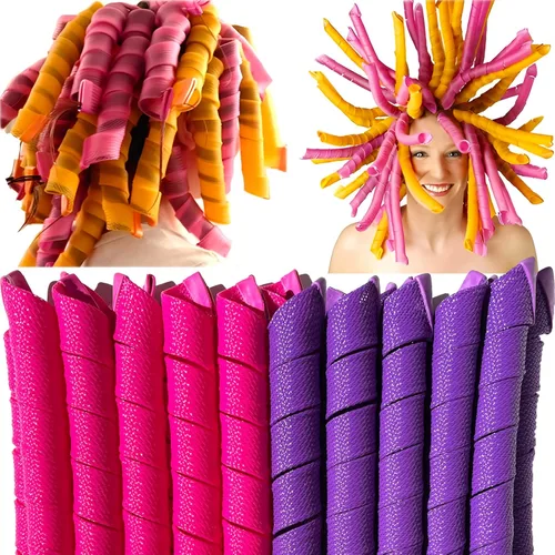 Miniatura 8 de 50 piezas de rizadores de pelo en espiral sin calor de 22 pulgadas, rizadores mágicos sin calor para cabello largo, 6 piezas de ganchos de peinado