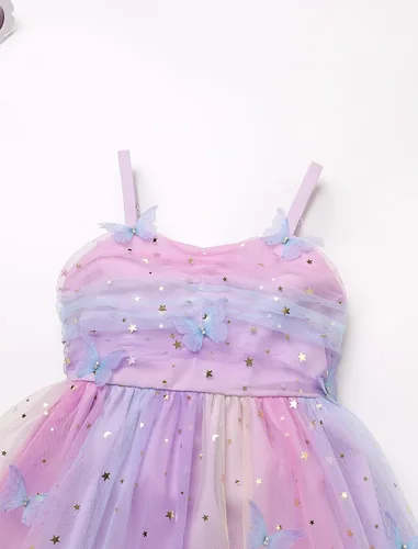 Miniatura 25 de IMEKIS Vestido de princesa de cumpleaños para niña pequeña, confeti brillante, bohemio, arco iris, pastel, sesión de fotos, traje para 1-6T