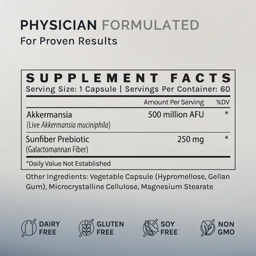 Miniatura 5 de InfiniWell Probiótico Akkermansia para la salud digestiva, apoya la longevidad saludable, la inmunidad y un microbioma intestinal equilibrado