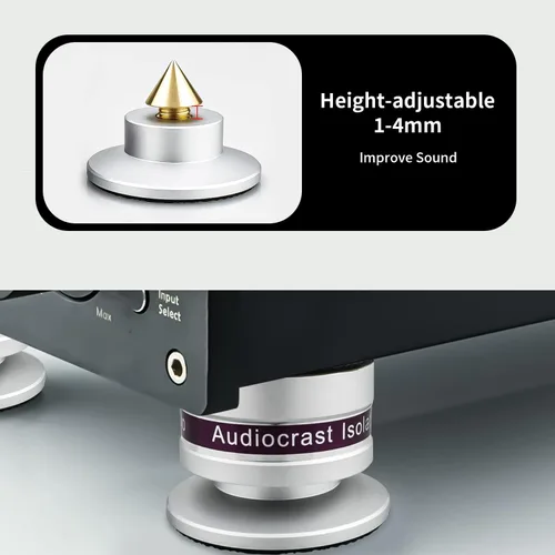Miniatura 8 de Audiocrast IF03S - Aisladores de altavoz, picos de altavoz de alta gama, almohadillas de pie de soporte de alta fidelidad, discos de aislamiento