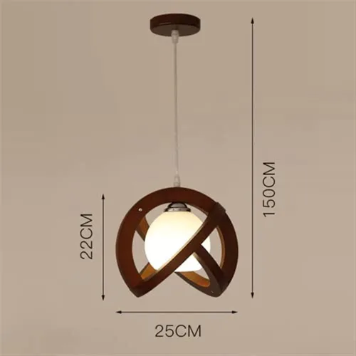 Miniatura 7 de Lámpara colgante de madera estilo rústico retro con globo de vidrio blanco, lámpara colgante Celing para cocina, isla, comedor, dormitorio, pasillo
