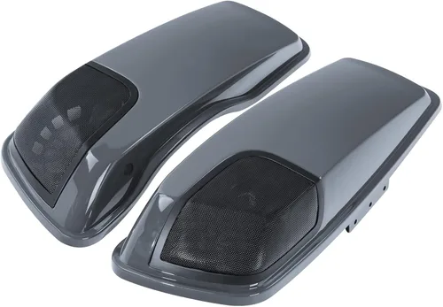 Miniatura 13 de TCT-MOTORPARTS Alforjas de mezclilla negra con tapas, bocina de 5 x 7 pulgadas, rejillas para Harley Street Glide Road King Road Glide Ultra Limited