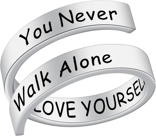 SELOPU Bangtan - Anillo de regalo para niños Kpop Bangtan con la frase You Never Walk Alone Love YourselfJ-HopeJIMINJINJKRMSUGAV Bangtan Boys Lover