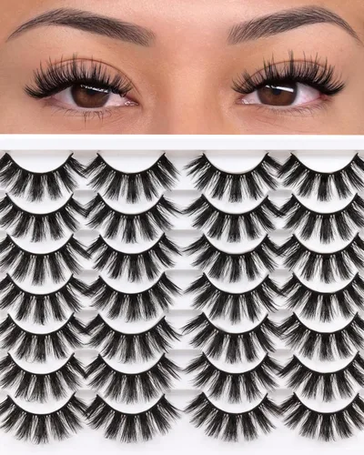 Veleasha Pestañas postizas de visón sintético 3D, pestañas postizas esponjosas de aspecto natural, paquete de 14 pares de pestañas postizas de lujo