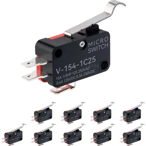 Miniatura 11 de 10 piezas Interruptor de límite de plomo, micro interruptor de acción Snap SPDT 1NO 1NC V-15-1C25