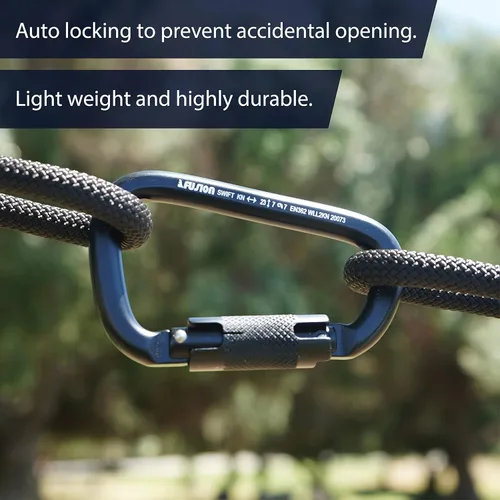 Miniatura 5 de Fusion Climb Swift Lock - Mosquetón de aluminio con bloqueo automático, ligero y fuerte para trabajadores de gran altitud, hamacas, accesorios