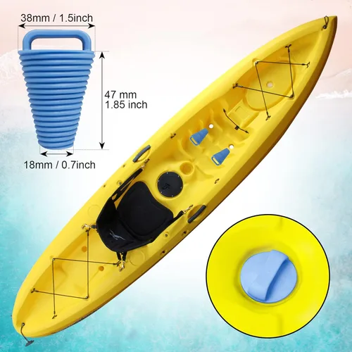 Miniatura 2 de 12 piezas Kayak Scupper Plug Kit TPE Scupper Tapones Agujeros de drenaje Tapón Bung con mango Denim Azul-12 Piezas-S