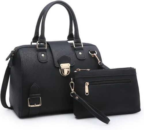 Dasein - Bolso de mano para mujer, diseño de barril, cuero vegano, bolso de hombro, con asa superior, a la moda, bolso de trabajo