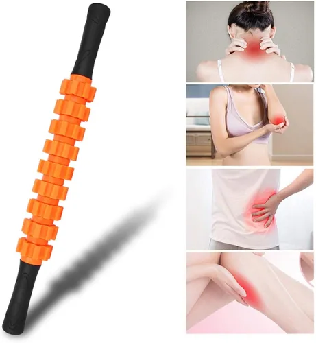Miniatura 7 de Rodillo muscular, rodillo de relajación de alta resistencia, varillas de masaje muscular, fitness, deporte, fascia, para gimnasio en casa (naranja)