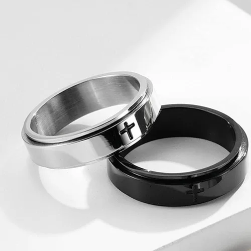Miniatura 7 de Anillos de banda giratoria para aliviar el estrés y la ansiedad con diseño de Jesucristo para hombres mujeres niñas niños y niñas para la ansiedad