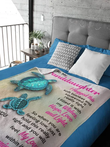 Miniatura 7 de Manta Personalizada para Mi Nieta de Abuela Mamá Abuelo, Manta Personalizada con Letras de Tortuga Edredones Microforro Polar Manta de Vellón