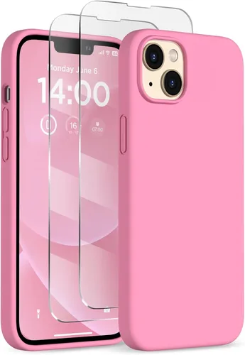 Miniatura 14 de Funda de silicona diseñada para iPhone 14 Plus, con 2 protectores de pantalla, funda protectora de cuerpo completo a prueba de golpes, funda delgada