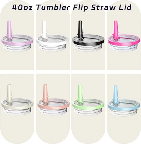 Miniatura 6 de 1 paquete de tapa con pajita abatible de 40 onzas, reemplazo para taza Stanley Quencher, tapa de taza a prueba de fugas y resistente a derrames