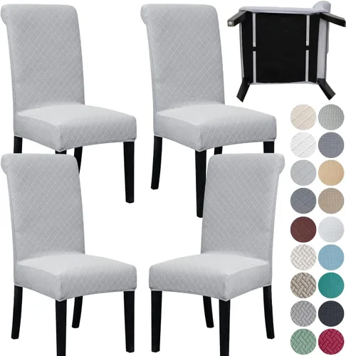 Miniatura 20 de SPRINGRICO Paquete de 2 fundas para sillas de comedor con cinturón de seguridad, fundas elásticas para sillas Parsons lavables, fundas protectoras