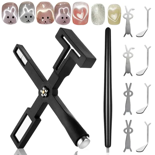 Miniatura 11 de 4 Piezas Imán Extra Grande Cilíndrico de Ojo de Gato para Uñas, Imán Magnético de Doble Cabeza, Varilla de Esmalte en Gel Multifuncional