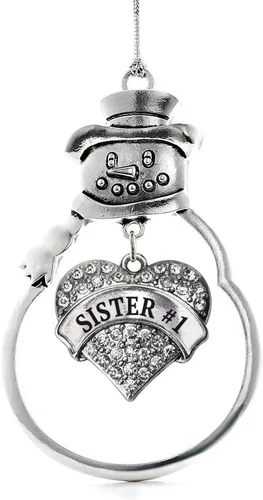 Miniatura 242 de Inspired Silver - Big Sis - Adorno de Navidad plateado - Adorno de árbol de Navidad con dije de corazón con circonita cúbica - Decoración colgante